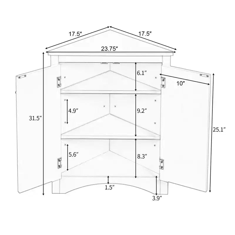 Modern Wood Bathroom Corner Storage Cabinet with Adjustable Shelf