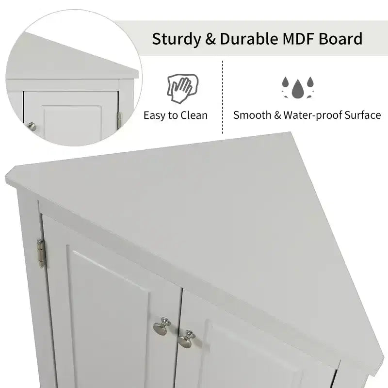 Modern Wood Bathroom Corner Storage Cabinet with Adjustable Shelf