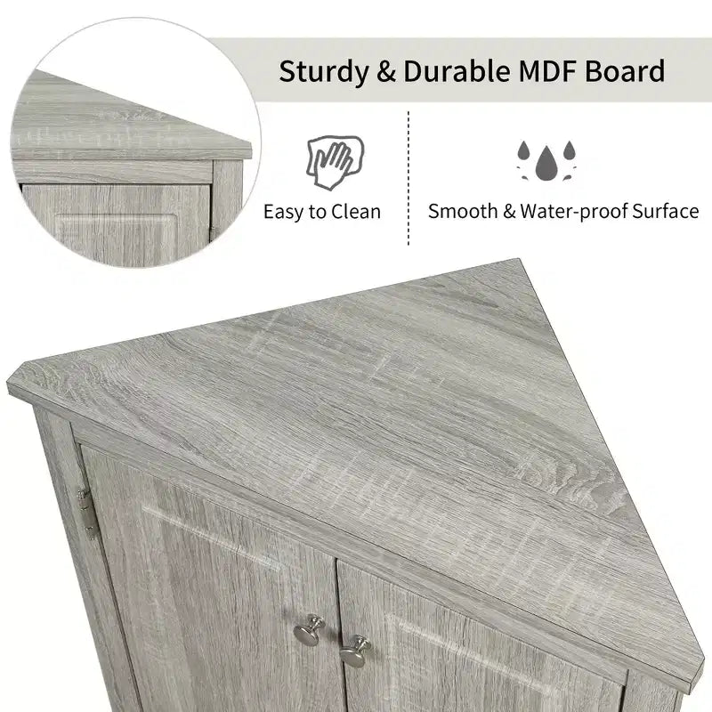 Modern Wood Bathroom Corner Storage Cabinet with Adjustable Shelf