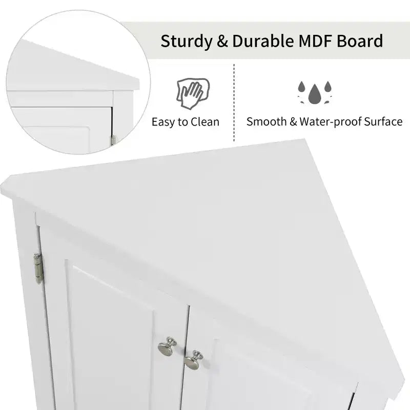 Modern Wood Bathroom Corner Storage Cabinet with Adjustable Shelf