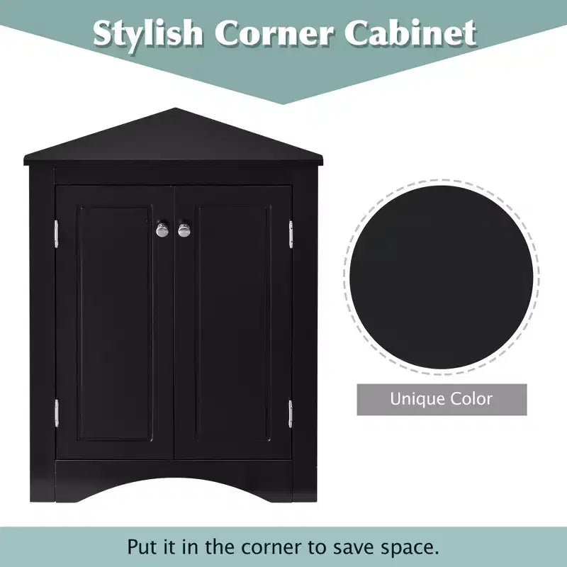 Modern Wood Bathroom Corner Storage Cabinet with Adjustable Shelf