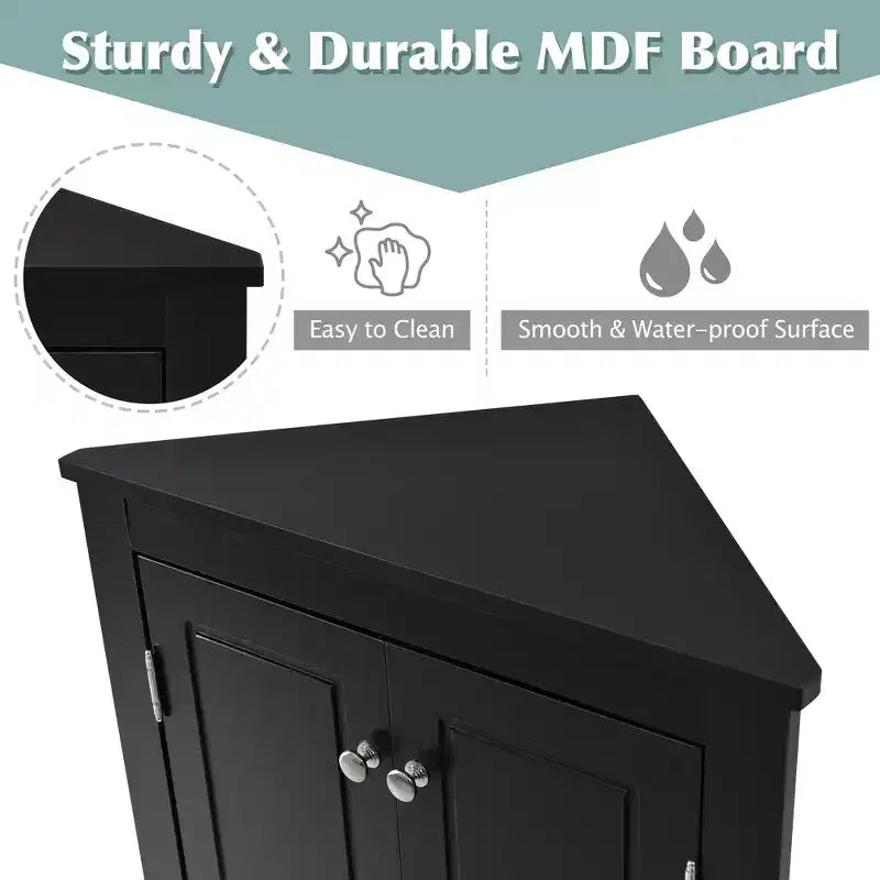 Modern Wood Bathroom Corner Storage Cabinet with Adjustable Shelf