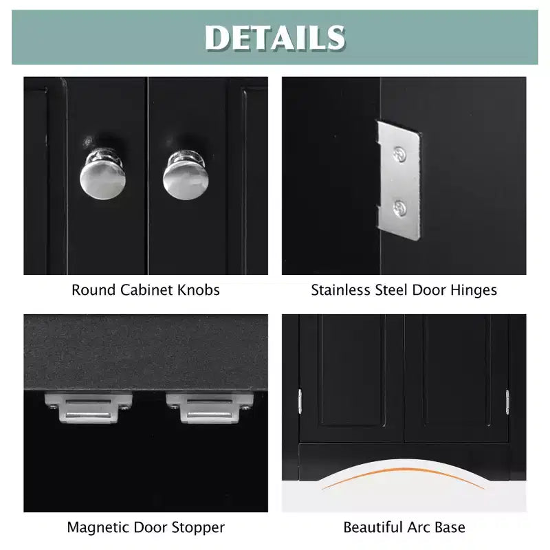 Modern Wood Bathroom Corner Storage Cabinet with Adjustable Shelf