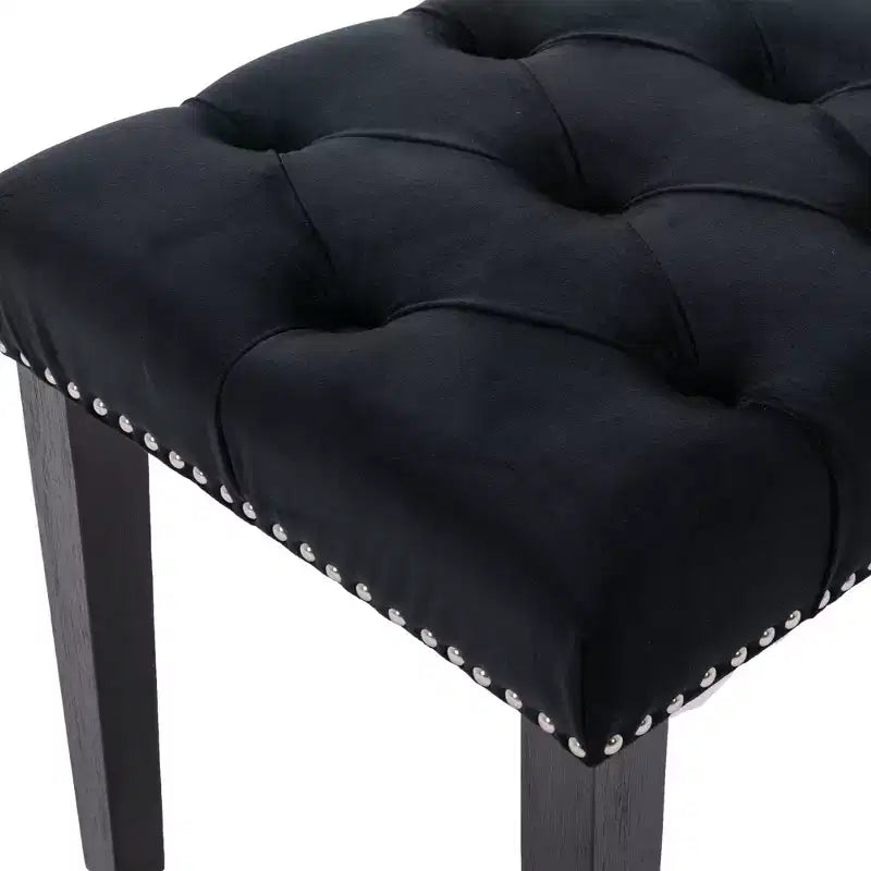 45.2 Modern Velvet Bench Ottoman with Tufted Upholstered Rectangle Entryway Bench with Wood Legs Shoe Bench for Living Room, Bedroom
