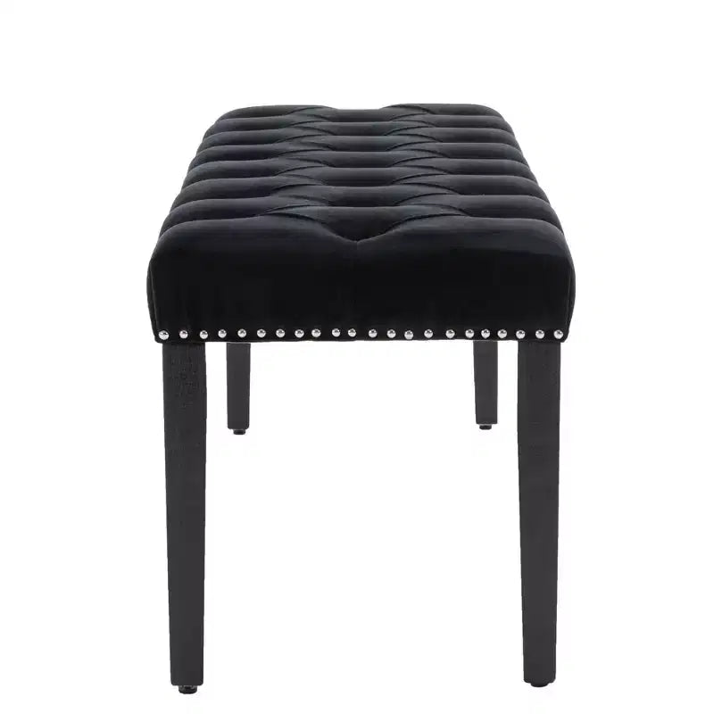 45.2 Modern Velvet Bench Ottoman with Tufted Upholstered Rectangle Entryway Bench with Wood Legs Shoe Bench for Living Room, Bedroom