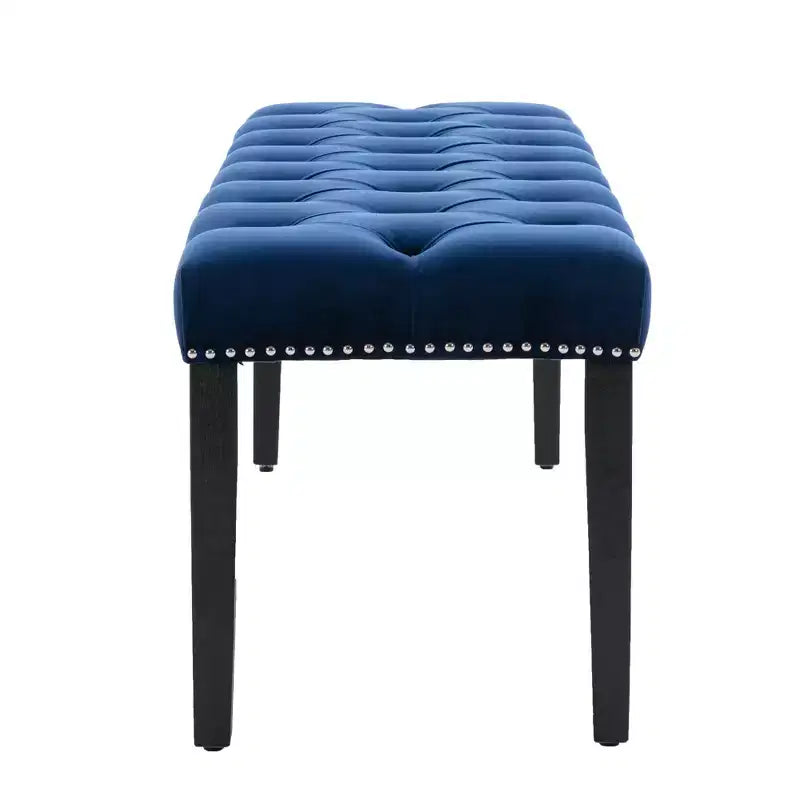 45.2 Modern Velvet Bench Ottoman with Tufted Upholstered Rectangle Entryway Bench with Wood Legs Shoe Bench for Living Room, Bedroom