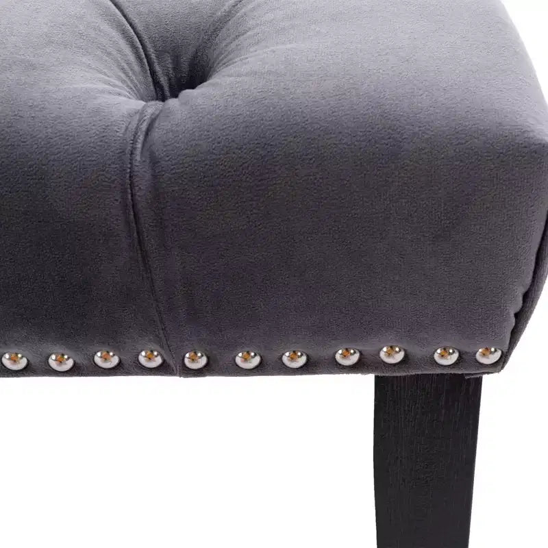 45.2 Modern Velvet Bench Ottoman with Tufted Upholstered Rectangle Entryway Bench with Wood Legs Shoe Bench for Living Room, Bedroom
