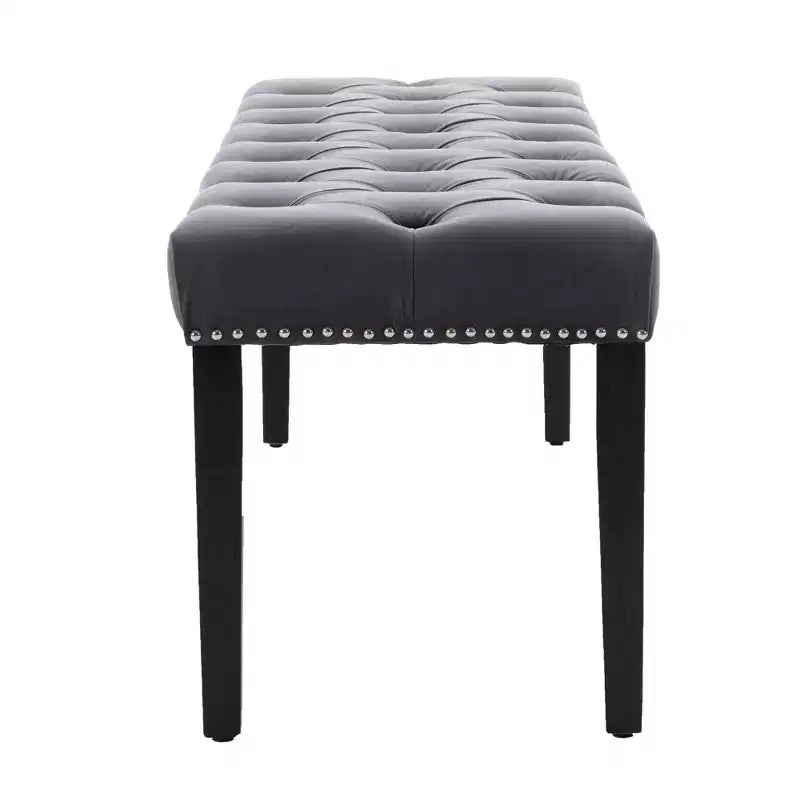 45.2 Modern Velvet Bench Ottoman with Tufted Upholstered Rectangle Entryway Bench with Wood Legs Shoe Bench for Living Room, Bedroom