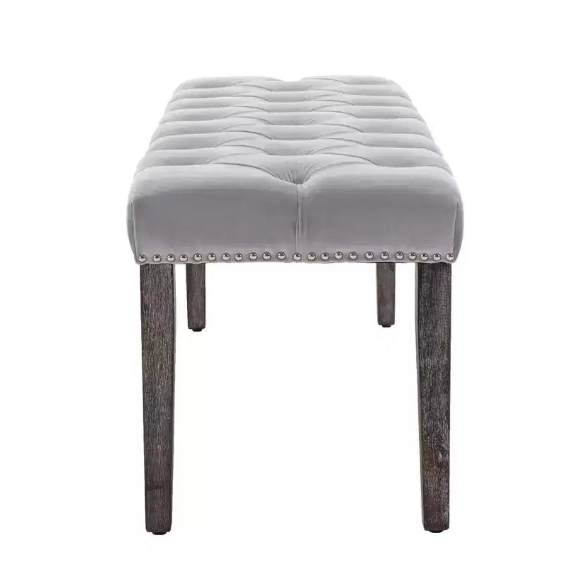 45.2 Modern Velvet Bench Ottoman with Tufted Upholstered Rectangle Entryway Bench with Wood Legs Shoe Bench for Living Room, Bedroom