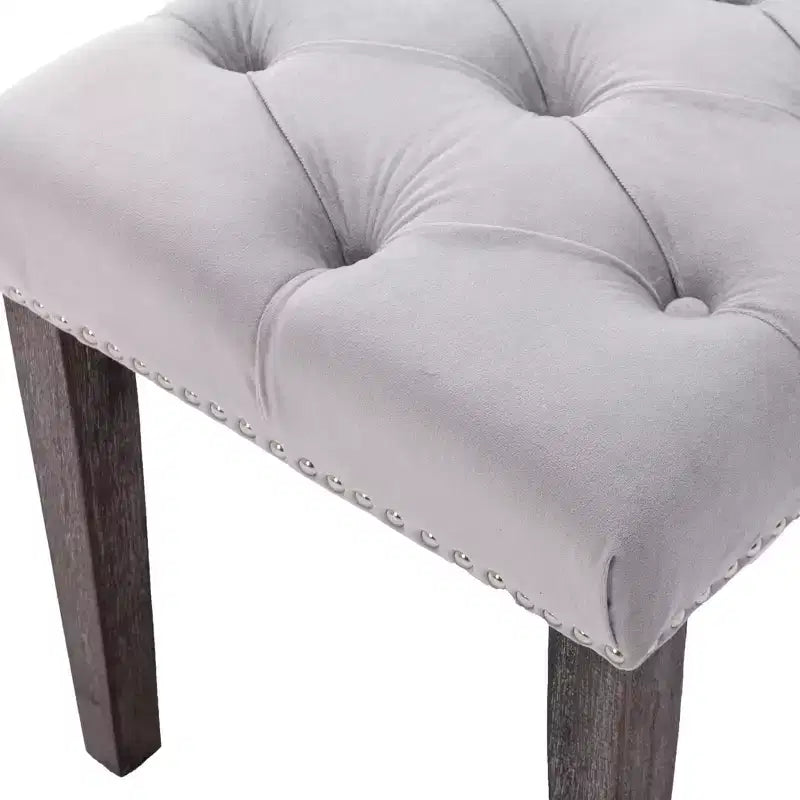 45.2 Modern Velvet Bench Ottoman with Tufted Upholstered Rectangle Entryway Bench with Wood Legs Shoe Bench for Living Room, Bedroom