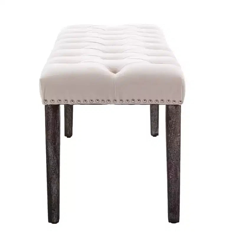 45.2 Modern Velvet Bench Ottoman with Tufted Upholstered Rectangle Entryway Bench with Wood Legs Shoe Bench for Living Room, Bedroom