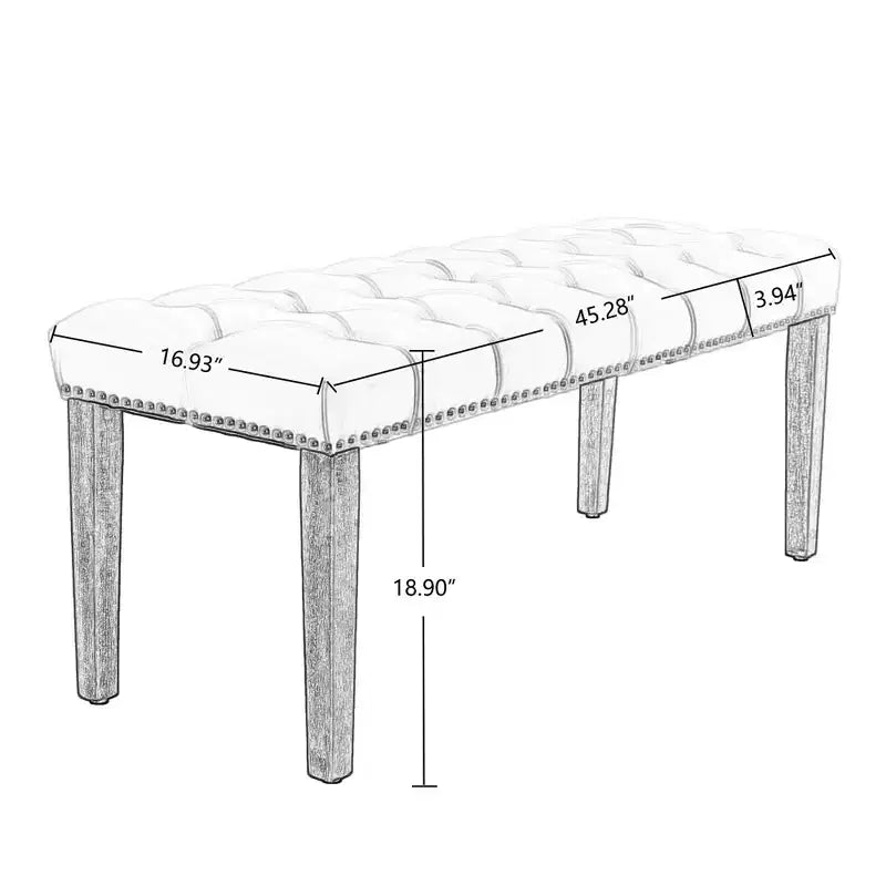45.2 Modern Velvet Bench Ottoman with Tufted Upholstered Rectangle Entryway Bench with Wood Legs Shoe Bench for Living Room, Bedroom