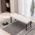 45.2 Modern Velvet Bench Ottoman with Tufted Upholstered Rectangle Entryway Bench with Wood Legs Shoe Bench for Living Room, Bedroom
