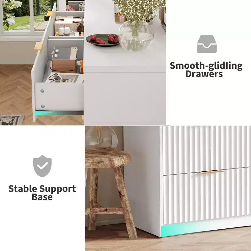63 8/9-Drawer Fluted Dresser - Large Wooden Organizer with Metal Handles & Anti-Tip Design for Bedroom, Living Room, Hallway