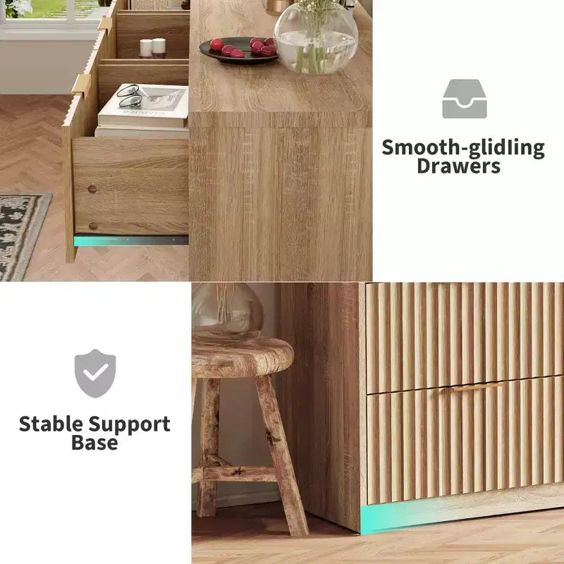 63 8/9-Drawer Fluted Dresser - Large Wooden Organizer with Metal Handles & Anti-Tip Design for Bedroom, Living Room, Hallway
