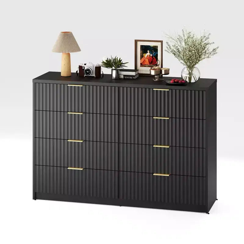 63 8/9-Drawer Fluted Dresser - Large Wooden Organizer with Metal Handles & Anti-Tip Design for Bedroom, Living Room, Hallway