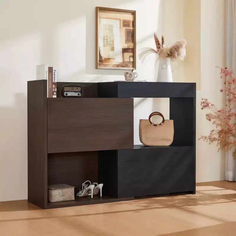 Extendable & Rotating Corner Shoe Cabinet, 32.5 to 58.8 Inch Storage Cabinet with Drawer for Hallway Entryway