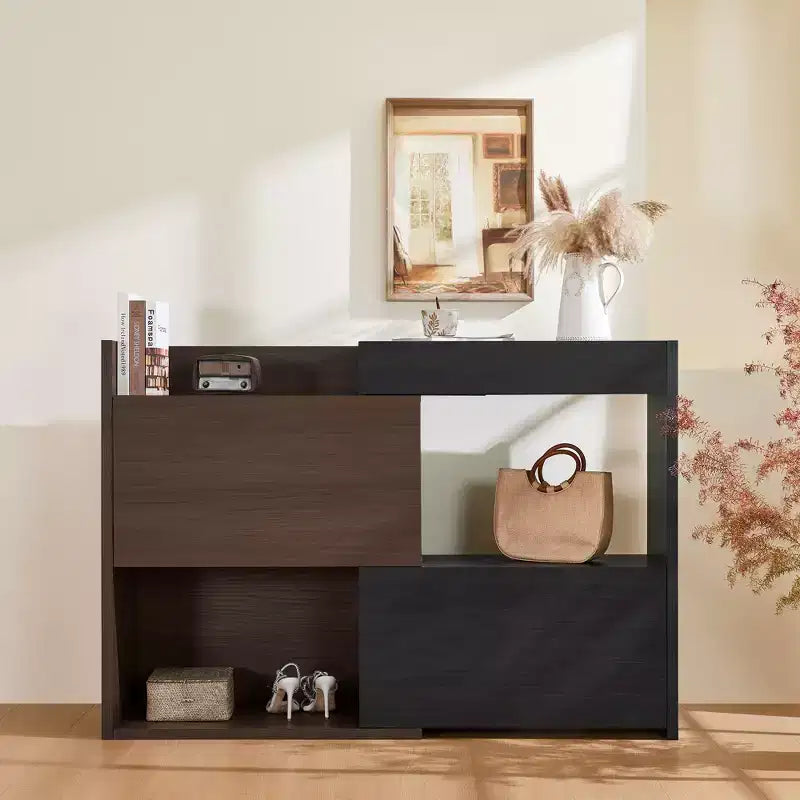Rotating Corner Shoe Cabinet, 32.5 to 58.8 Inch Storage Cabinet with Drawer for Hallway Entryway