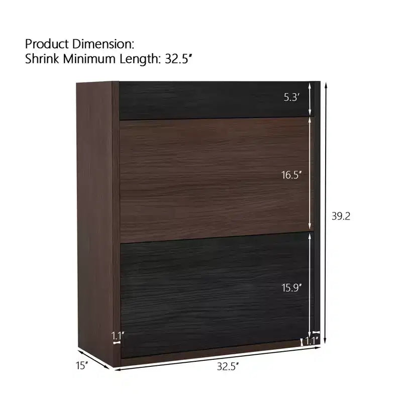 Rotating Corner Shoe Cabinet, 32.5 to 58.8 Inch Storage Cabinet with Drawer for Hallway Entryway