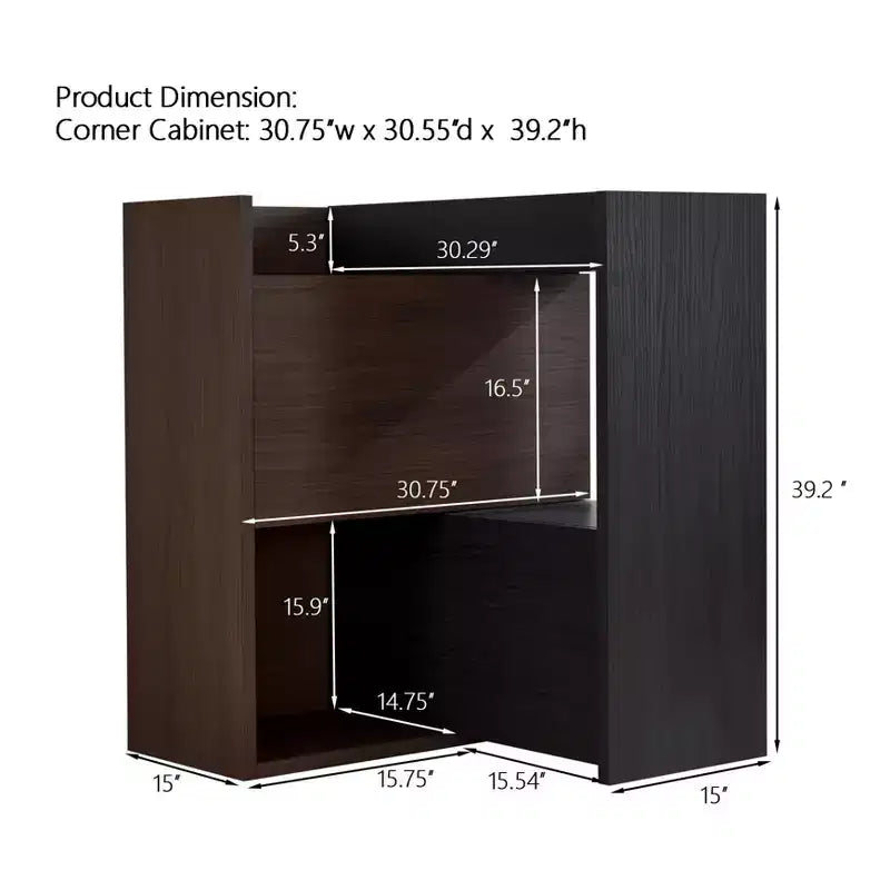Rotating Corner Shoe Cabinet, 32.5 to 58.8 Inch Storage Cabinet with Drawer for Hallway Entryway