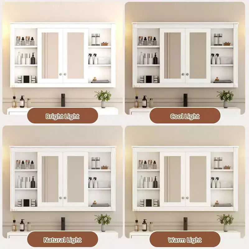 47 Inch Bathroom Wall Cabinet, Wall Mounted Medicine Cabinet with Mirror & Open Shelves, Over Toilet Floating Storage Cabinet for Bathroom