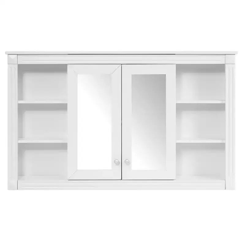 47 Inch Bathroom Wall Cabinet, Wall Mounted Medicine Cabinet with Mirror & Open Shelves, Over Toilet Floating Storage Cabinet for Bathroom