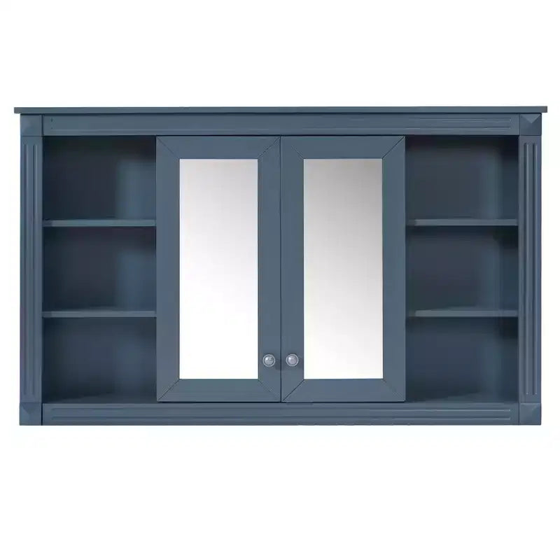 47 Inch Bathroom Wall Cabinet, Wall Mounted Medicine Cabinet with Mirror & Open Shelves, Over Toilet Floating Storage Cabinet for Bathroom