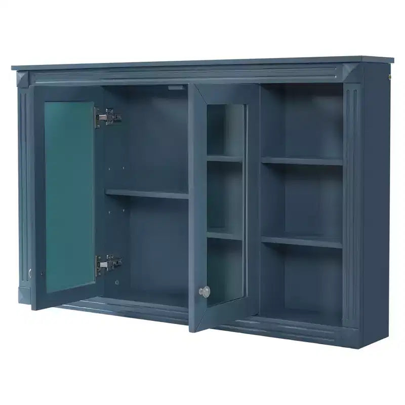 47 Inch Bathroom Wall Cabinet, Wall Mounted Medicine Cabinet with Mirror & Open Shelves, Over Toilet Floating Storage Cabinet for Bathroom