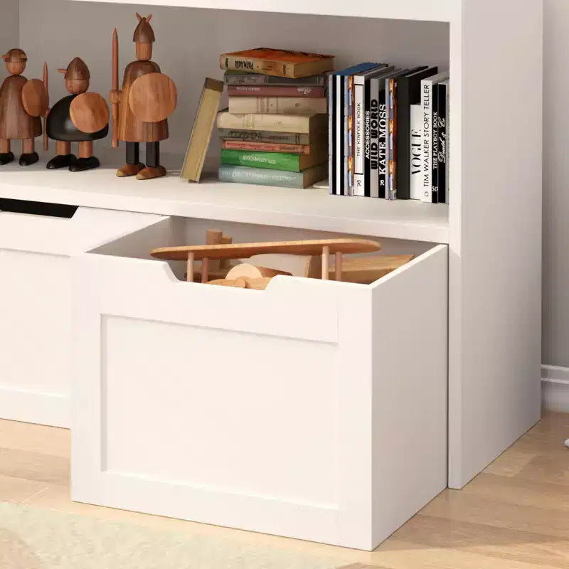 White Kids Book and Toy Storage Cabinet Organizer – Freestanding Bookshelf with Adjustable Shelves for Playroom or Bedroom