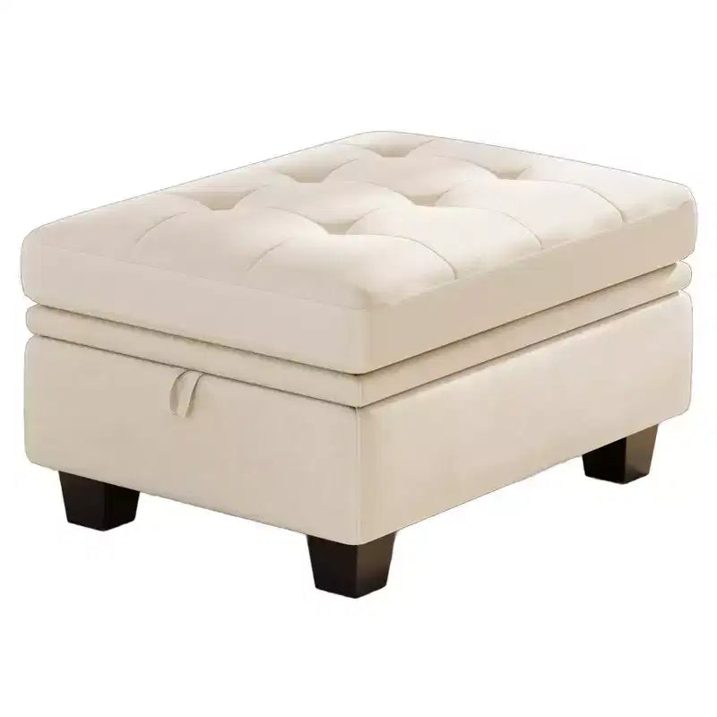 32 and Black Velvet Tufted Storage Ottoman