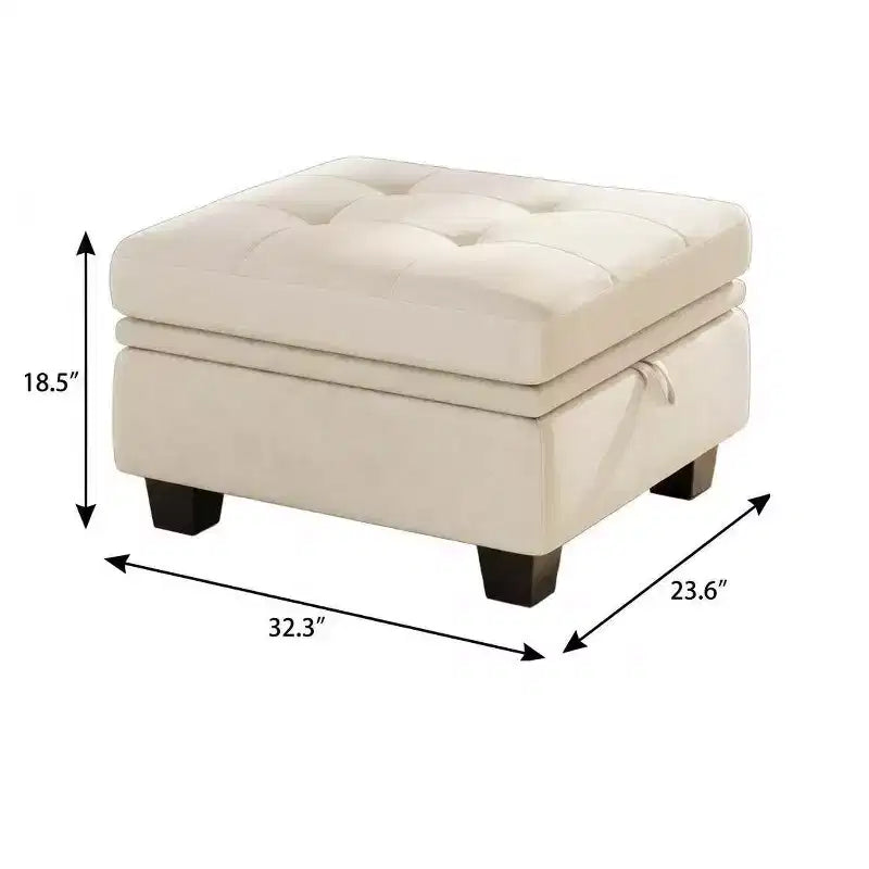 32" Black Velvet Tufted Storage Ottoman with Hidden Compartment and Wood Frame
