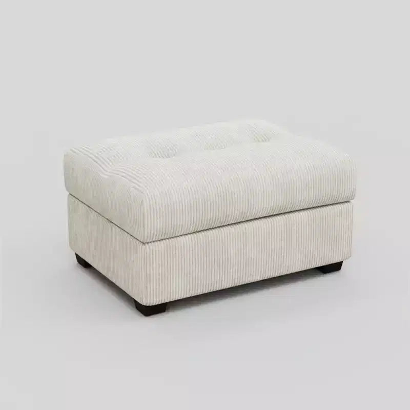 HomeRoots 37 Beige and Black Corduroy Tufted Ottoman