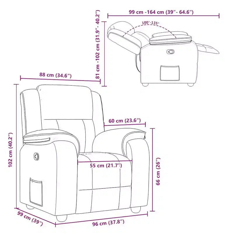 Electric Recliner Chair with Massage Function in Fabric