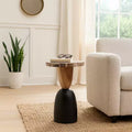 Modern End Table, Side Table, or Small Night Stand for Home Decor - Round Petrified Wood Bedside Table for Home, Bedroom, or Room - 20 Brown & Black