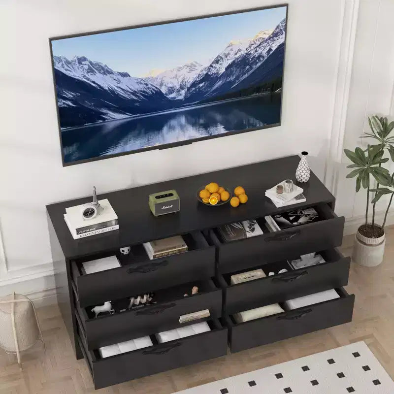 63 Modern TV Stand with Mount for 75 Inch TV, 6 Drawer Adjustable Height Media Console, Sturdy MDF Entertainment Center for Living Room, Bedroom