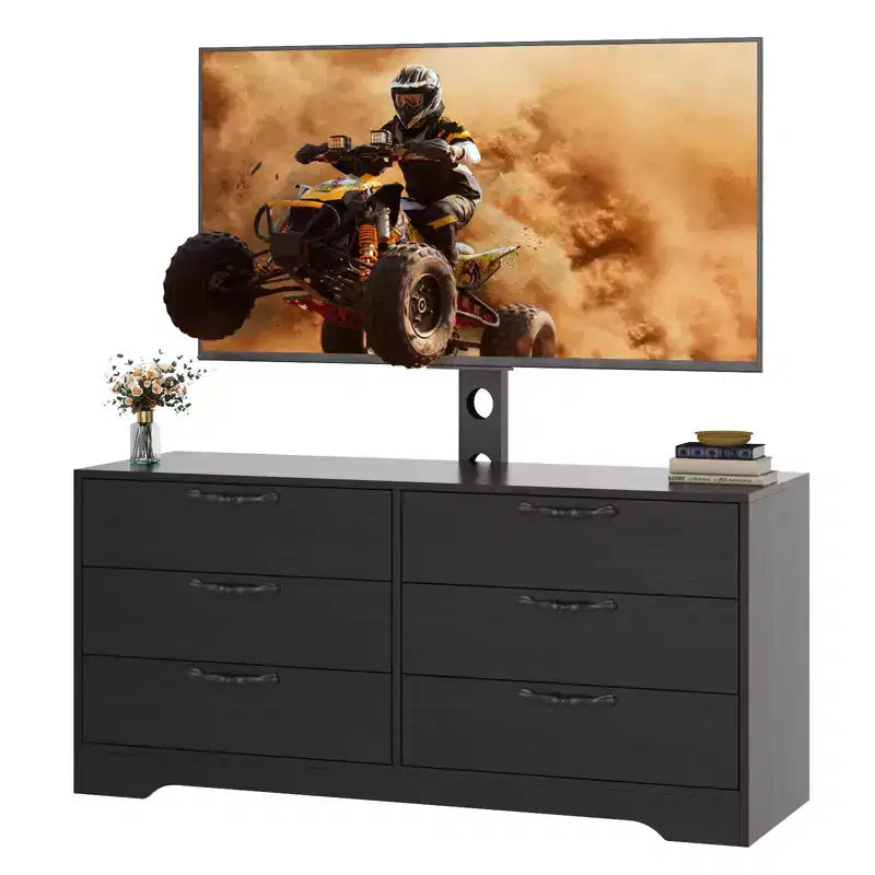 63 Modern TV Stand with Mount for 75 Inch TV, 6 Drawer Adjustable Height Media Console, Sturdy MDF Entertainment Center for Living Room, Bedroom