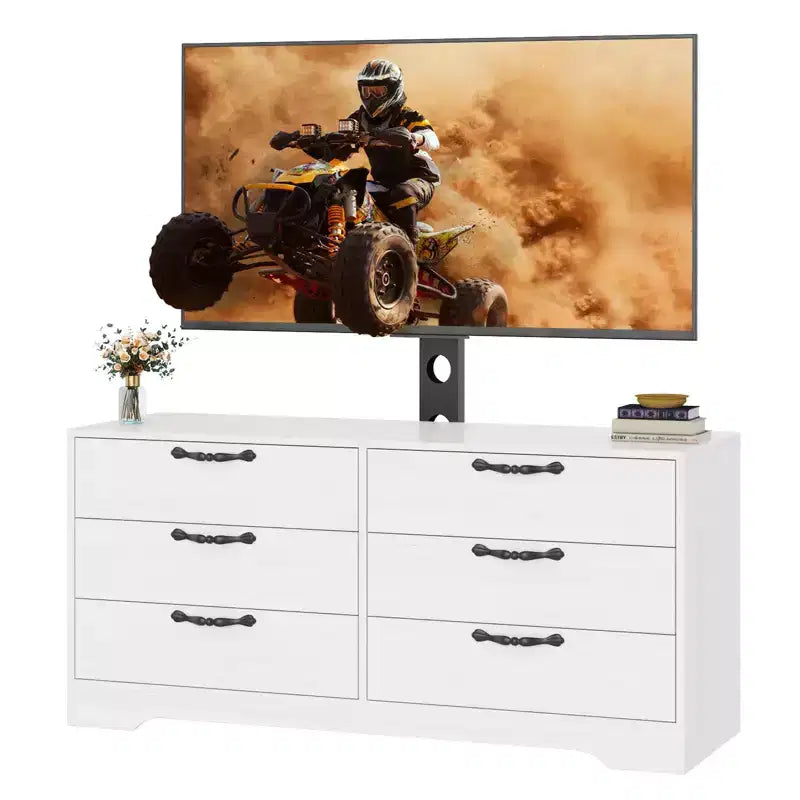 63 Modern TV Stand with Mount for 75 Inch TV, 6 Drawer Adjustable Height Media Console, Sturdy MDF Entertainment Center for Living Room, Bedroom