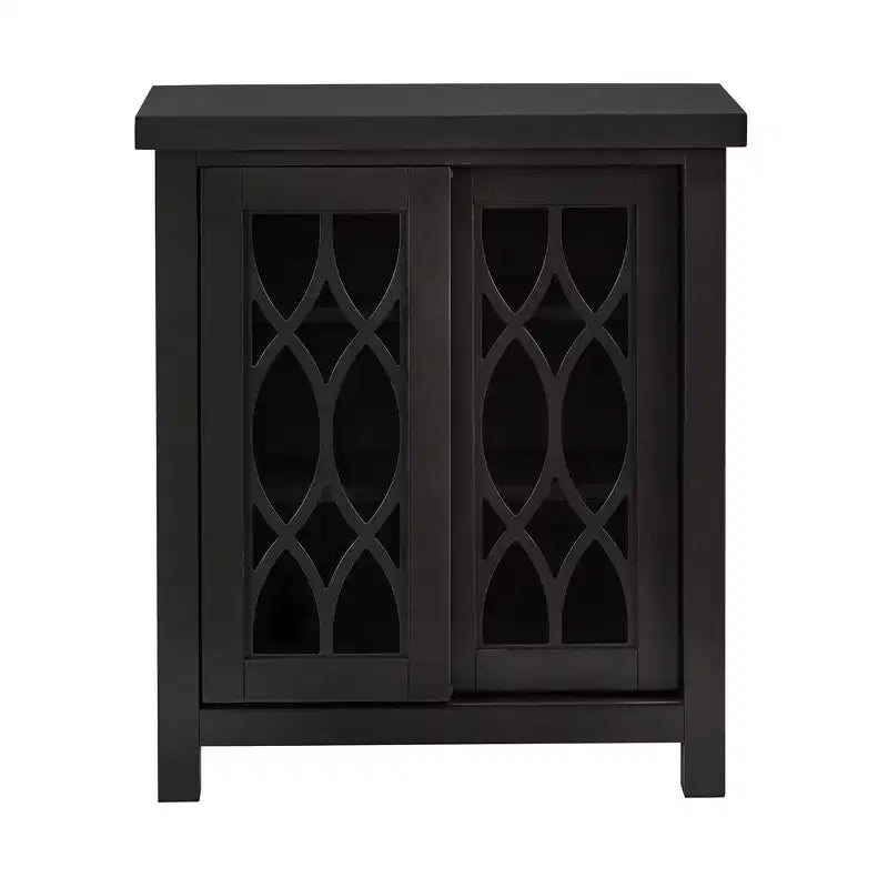 2-Door Storage Cabinet with Glass Doors – Adjustable Shelf Display Cabinet for Living Room, Bedroom or Hallway