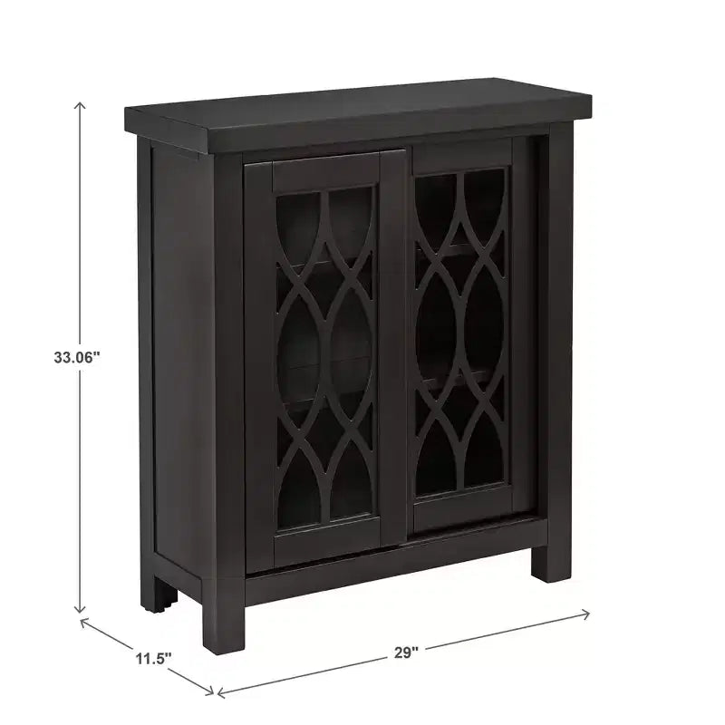 2-Door Storage Cabinet with Glass Doors – Adjustable Shelf Display Cabinet for Living Room, Bedroom or Hallway