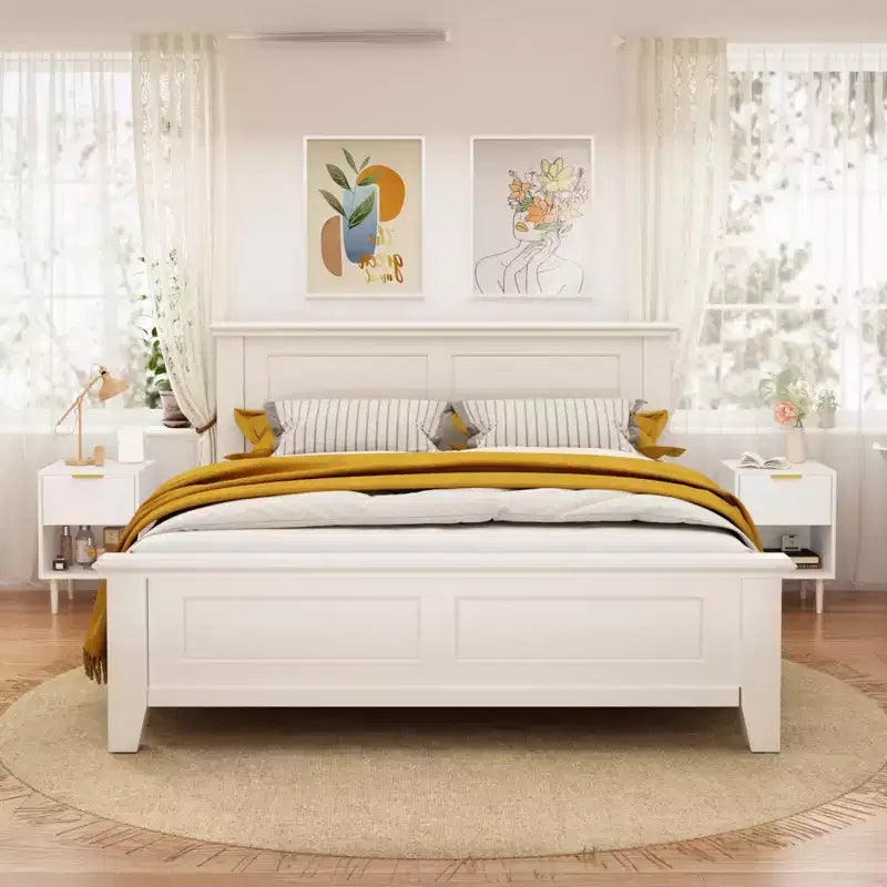 22.83 Inch Modern Nightstand with One Spacious Drawer and Open Shelf, Gold Decorative Handle, for Bedroom & Living Room, White