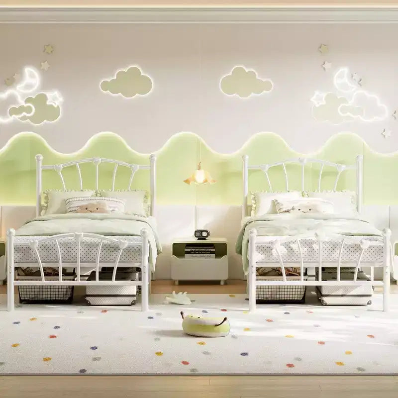 Heart-Shaped Metal Bed Frame with Headboard and Footboard, Platform Design with Strong Slat Support and Underbed Storage Space for Bedroom