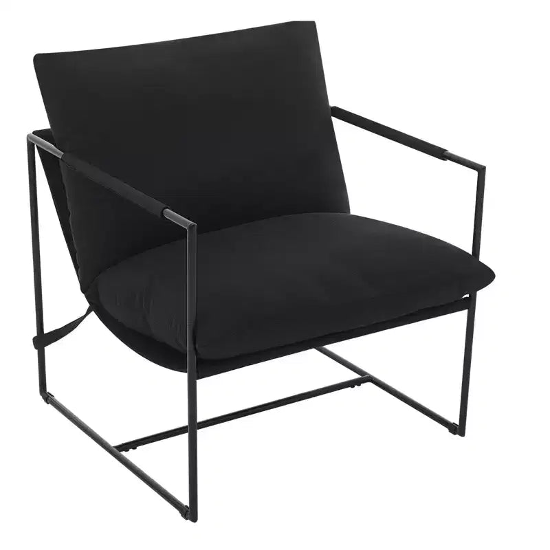 Modern Sling Accent Chair - Plush Shredded Foam Upholstered Lounge Armchair for Living Room, Bedroom & Office Reading