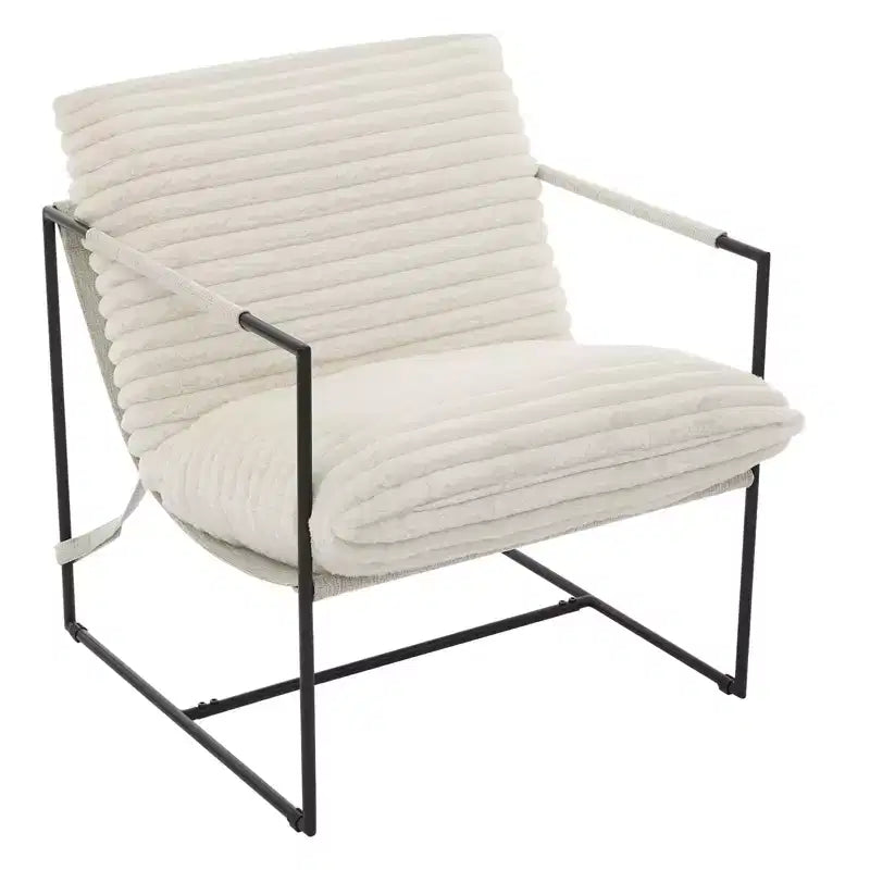 Modern Sling Accent Chair - Plush Shredded Foam Upholstered Lounge Armchair for Living Room, Bedroom & Office Reading