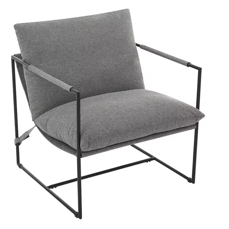 Modern Sling Accent Chair - Plush Shredded Foam Upholstered Lounge Armchair for Living Room, Bedroom & Office Reading