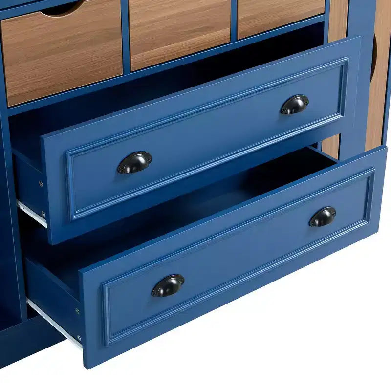 71'' Tall Freestanding Kitchen Pantry, Large Dining Storage Cabinet Cupboard Sideboards With 4 Foldable Doors, Shelves, Wine Racks