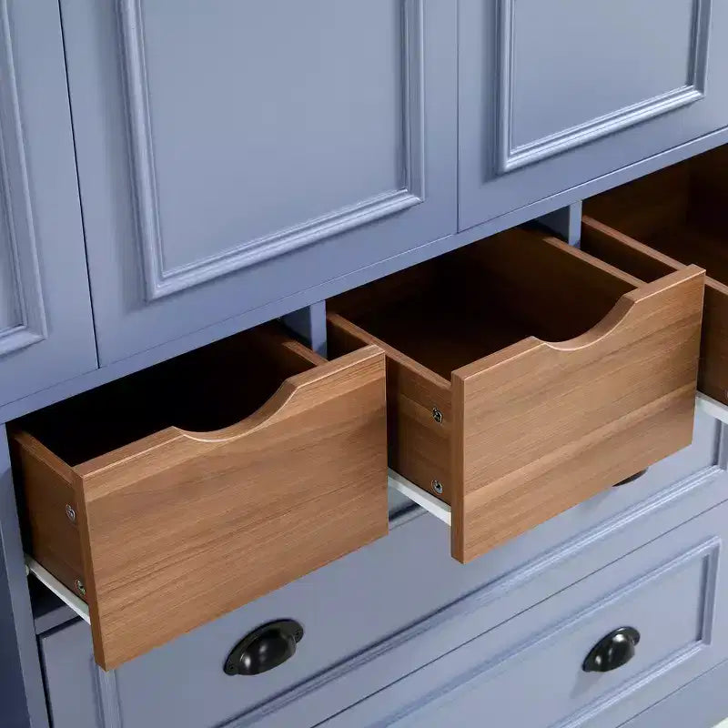 71'' Tall Freestanding Kitchen Pantry, Large Dining Storage Cabinet Cupboard Sideboards With 4 Foldable Doors, Shelves, Wine Racks