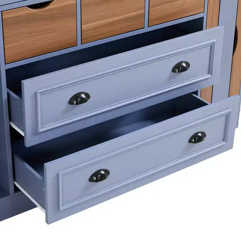 71'' Tall Freestanding Kitchen Pantry, Large Dining Storage Cabinet Cupboard Sideboards With 4 Foldable Doors, Shelves, Wine Racks