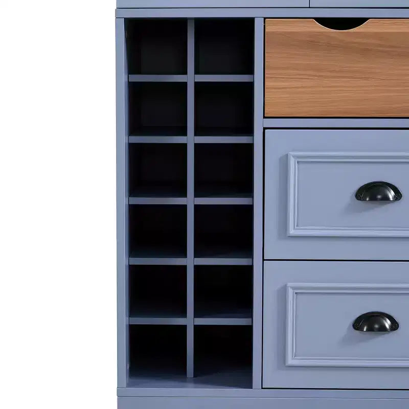 71'' Tall Freestanding Kitchen Pantry, Large Dining Storage Cabinet Cupboard Sideboards With 4 Foldable Doors, Shelves, Wine Racks