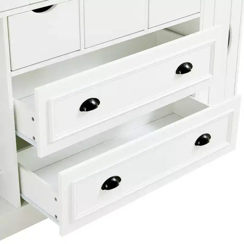 71'' Tall Freestanding Kitchen Pantry, Large Dining Storage Cabinet Cupboard Sideboards With 4 Foldable Doors, Shelves, Wine Racks