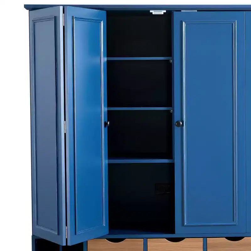 71'' Tall Freestanding Kitchen Pantry, Large Dining Storage Cabinet Cupboard Sideboards With 4 Foldable Doors, Shelves, Wine Racks